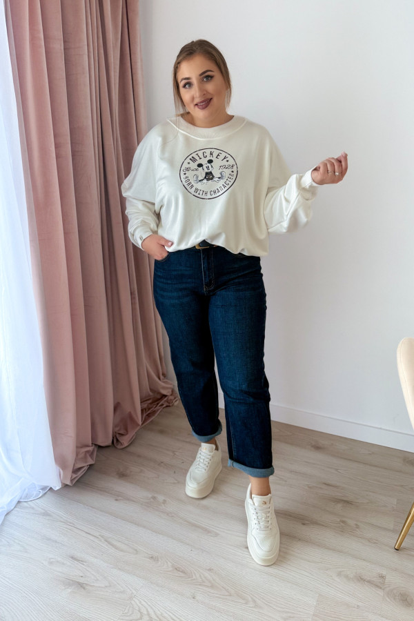 Bluza oversize z nadrukiem Mickey Mouse - biała 2