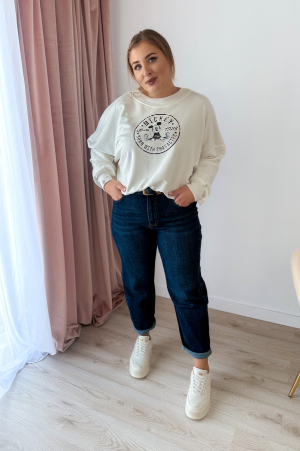 Bluza oversize z nadrukiem Mickey Mouse - biała
