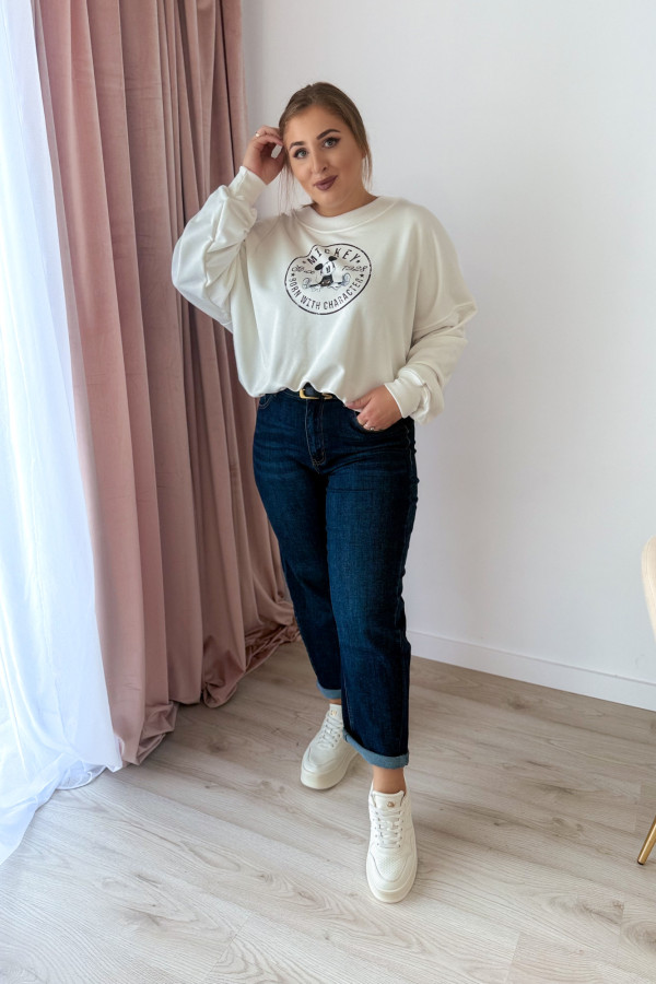 Bluza oversize z nadrukiem Mickey Mouse - biała 3