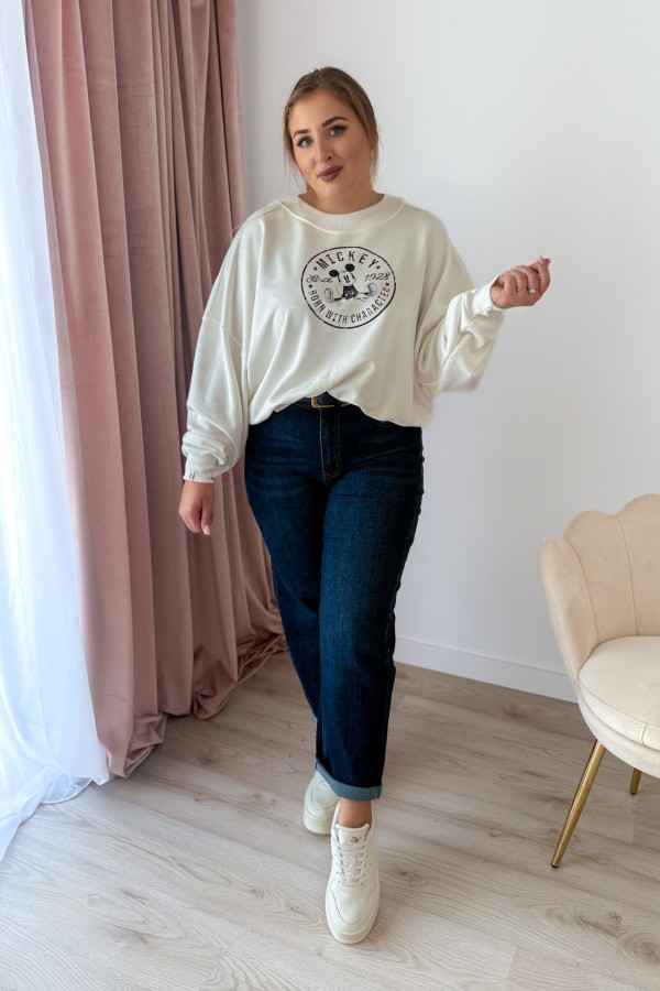 Bluza oversize z nadrukiem Mickey Mouse - biała 5