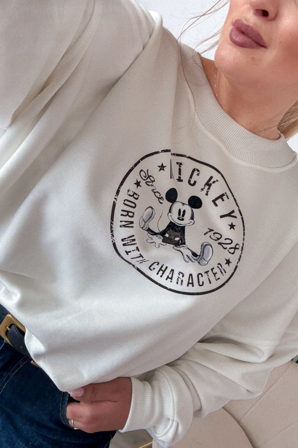 Bluza oversize z nadrukiem Mickey Mouse - biała 6