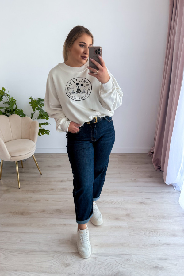 Bluza oversize z nadrukiem Mickey Mouse - biała 8