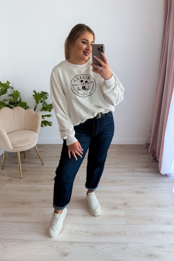 Bluza oversize z nadrukiem Mickey Mouse - biała 9
