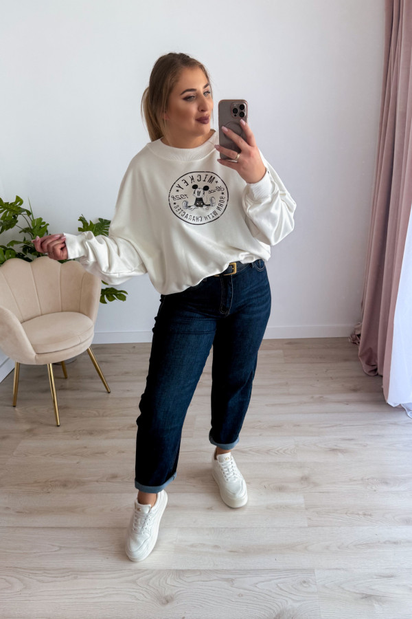 Bluza oversize z nadrukiem Mickey Mouse - biała 10
