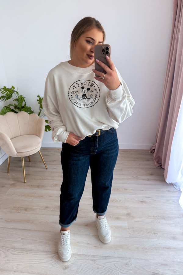 Bluza oversize z nadrukiem Mickey Mouse - biała 11