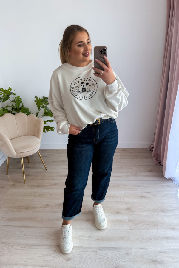 Bluza oversize z nadrukiem Mickey Mouse - biała 12