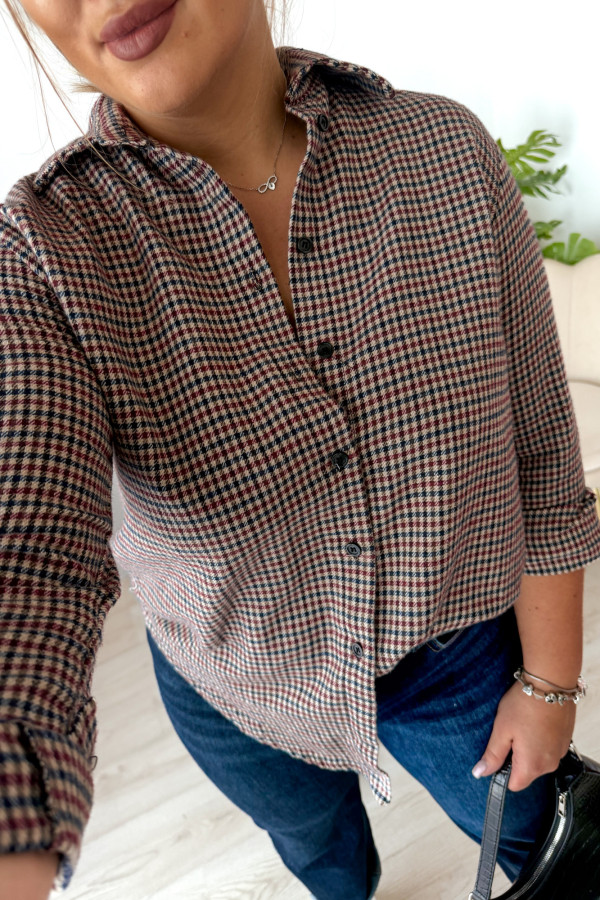 Koszula w drobną kratkę bawełniana flanelowa Mavis 6