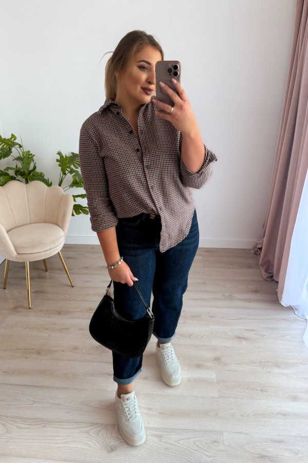Koszula w drobną kratkę bawełniana flanelowa Mavis 7