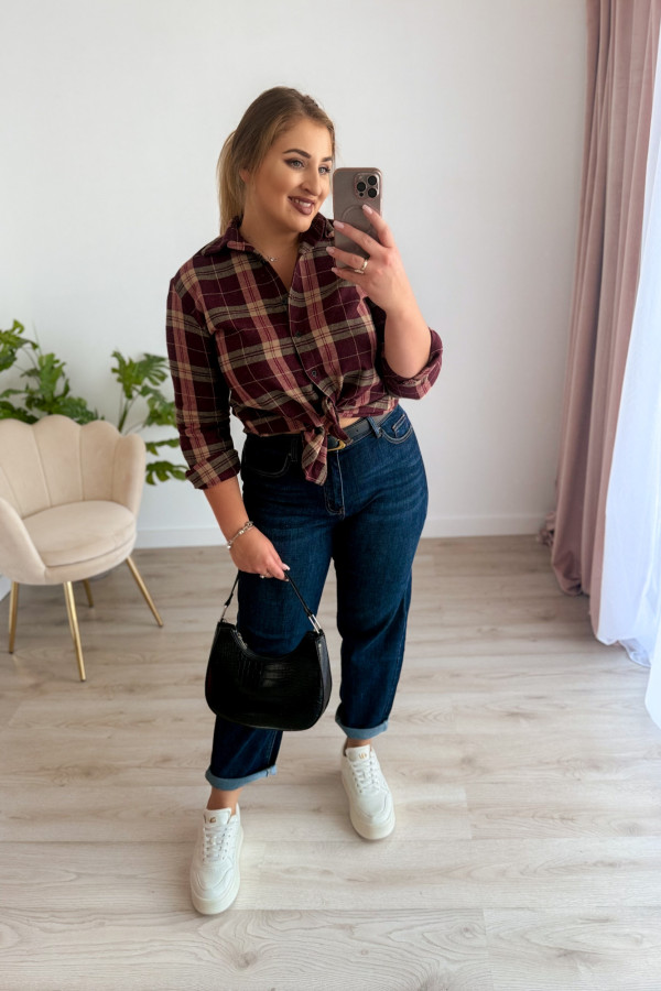 Koszula w bordową kratę bawełniana flanelowa Mavis 7