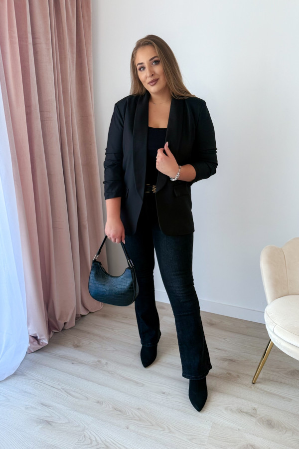 Marynarka czarna o luźnym kroju i rękawach 3/4 Classy 10