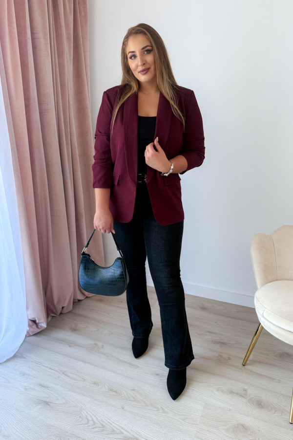 Marynarka o luźnym kroju i rękawach 3/4 Classy - bordo 2