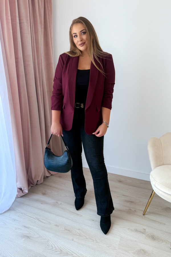 Marynarka o luźnym kroju i rękawach 3/4 Classy - bordo