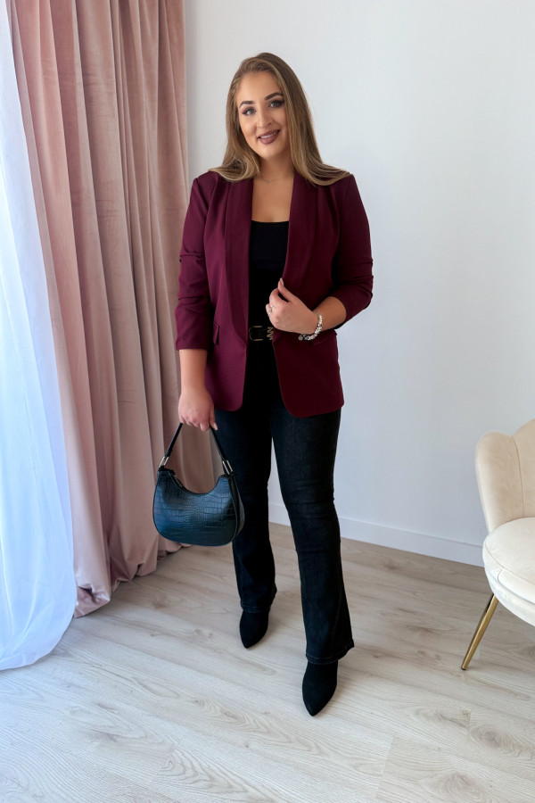 Marynarka o luźnym kroju i rękawach 3/4 Classy - bordo 3