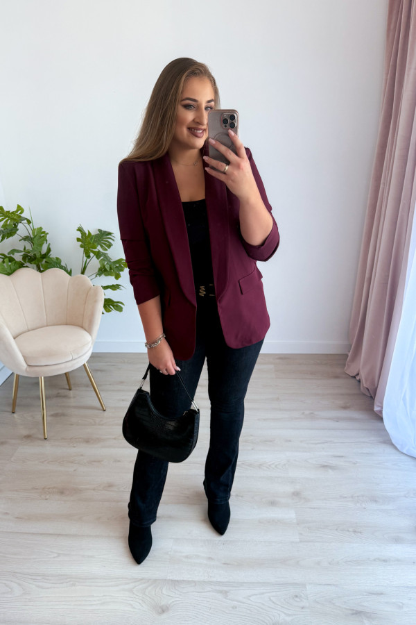 Marynarka o luźnym kroju i rękawach 3/4 Classy - bordo 6