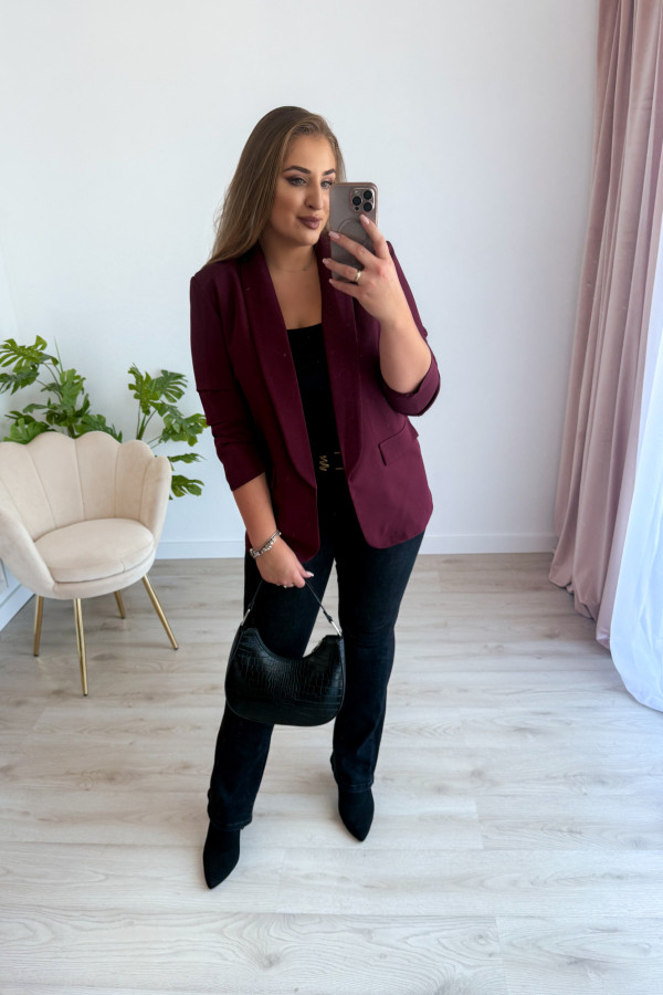 Marynarka o luźnym kroju i rękawach 3/4 Classy - bordo 7