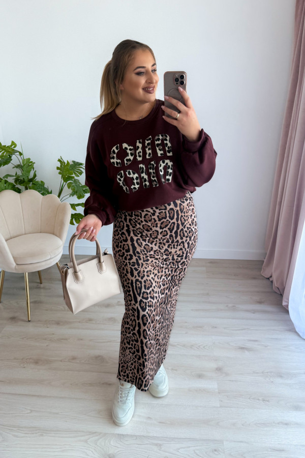 Bluza oversize z panterkowym napisem Mio - bordo 3