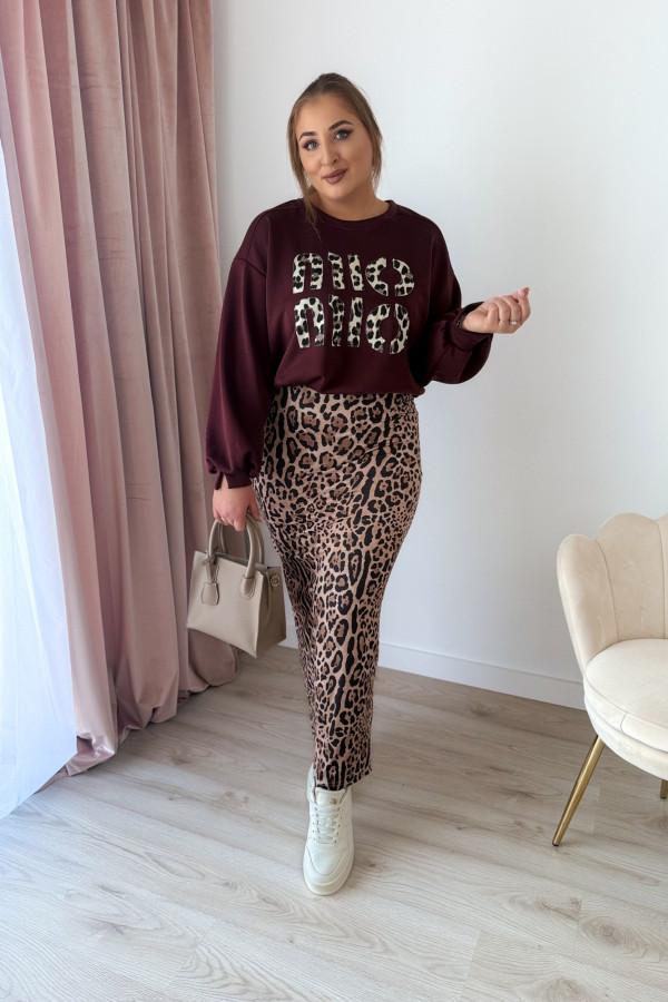 Bluza oversize z panterkowym napisem Mio - bordo 4