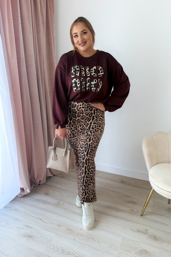 Bluza oversize z panterkowym napisem Mio - bordo 6