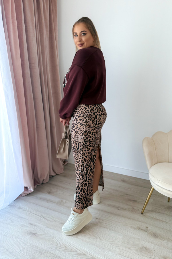 Bluza oversize z panterkowym napisem Mio - bordo 7