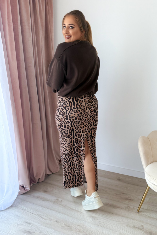 Bluza oversize z panterkowym napisem Mio - czekolada 6