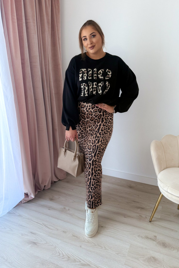 Bluza oversize z panterkowym napisem Mio - czarna 2