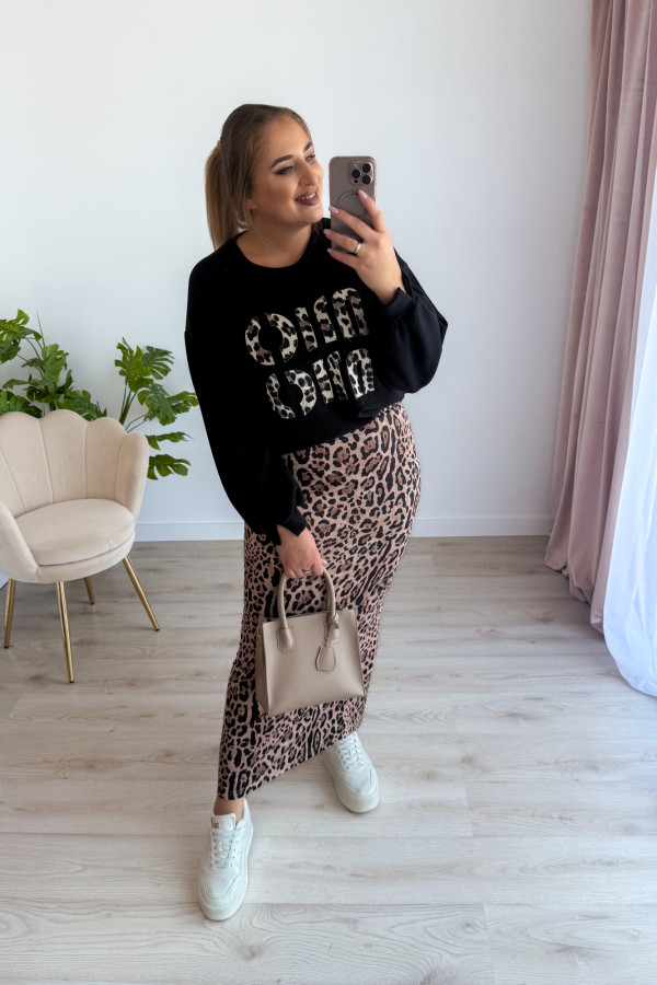 Bluza oversize z panterkowym napisem Mio - czarna 6