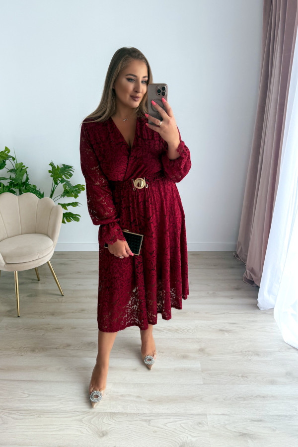 PREORDER Sukienka midi koronkowa Bliss - bordo (dostawa 7-8.10.) 10