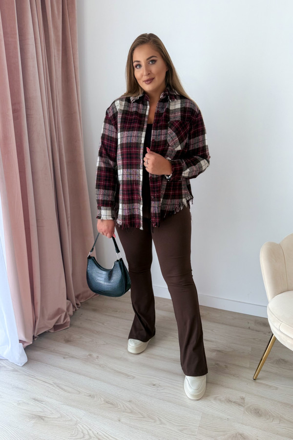 Koszula flanelowa z frędzlami w kratkę Corinna