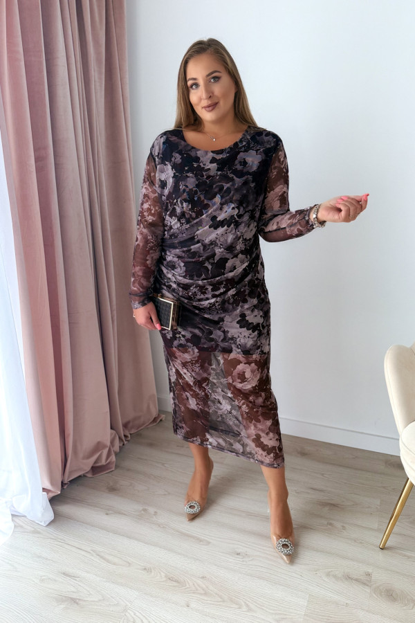 Sukienka maxi z siateczki plus size w jasne kwiaty Bree 1