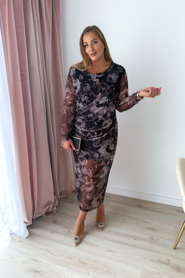 Sukienka maxi z siateczki plus size w jasne kwiaty Bree 3