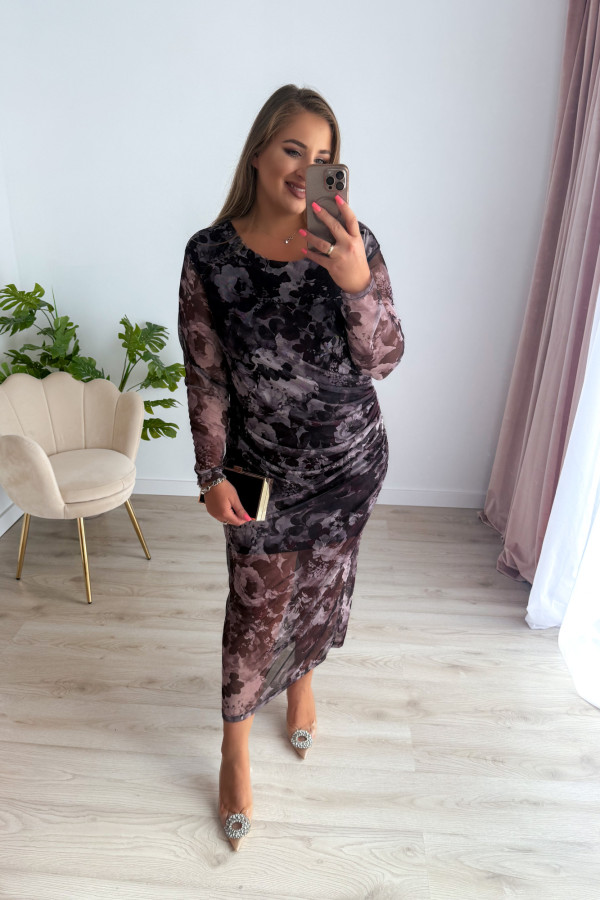 Sukienka maxi z siateczki plus size w jasne kwiaty Bree 8