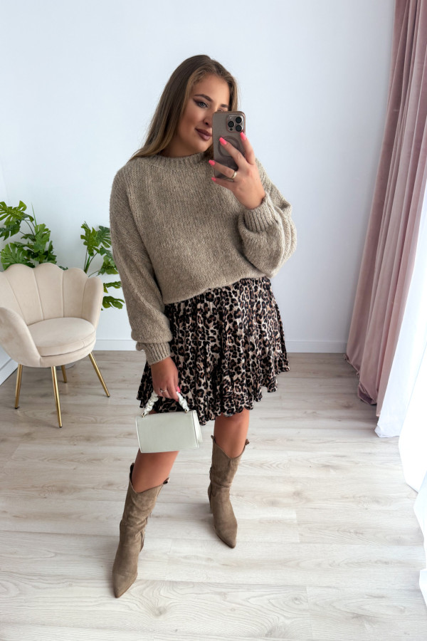 Sweter oversize z wełną i wiskozą Meggie - beż 1