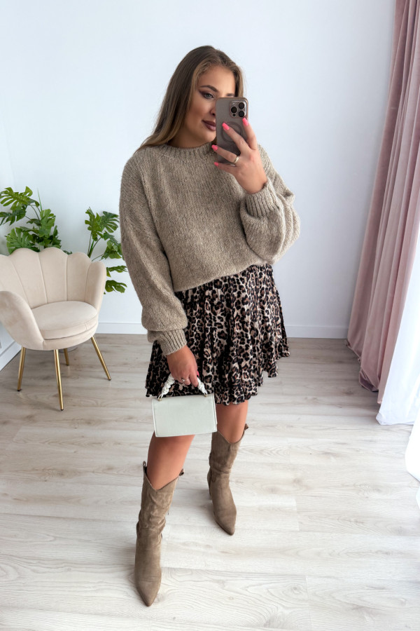 Sweter oversize z wełną i wiskozą Meggie - beż 3