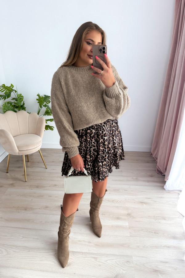 Sweter oversize z wełną i wiskozą Meggie - beż 4