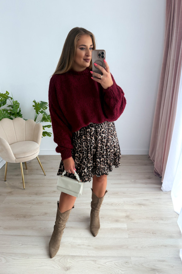 Sweter oversize z wełną i wiskozą Meggie - bordo 2
