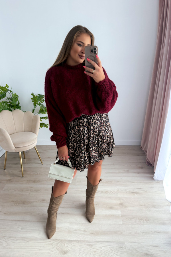 Sweter oversize z wełną i wiskozą Meggie - bordo 3