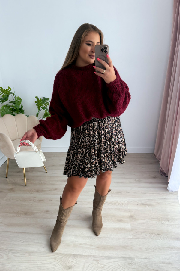 Sweter oversize z wełną i wiskozą Meggie - bordo 4