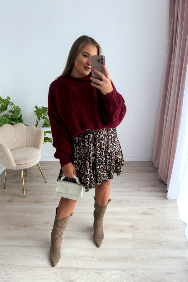 Sweter oversize z wełną i wiskozą Meggie - bordo 5