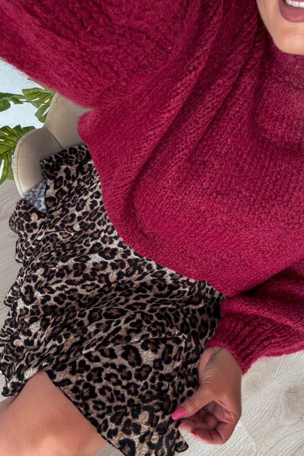 Sweter oversize z wełną i wiskozą Meggie - bordo 6