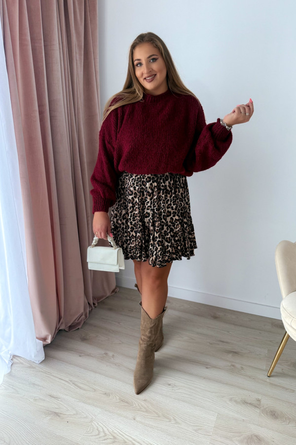 Sweter oversize z wełną i wiskozą Meggie - bordo 8