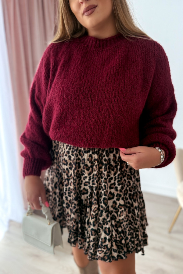 Sweter oversize z wełną i wiskozą Meggie - bordo 9