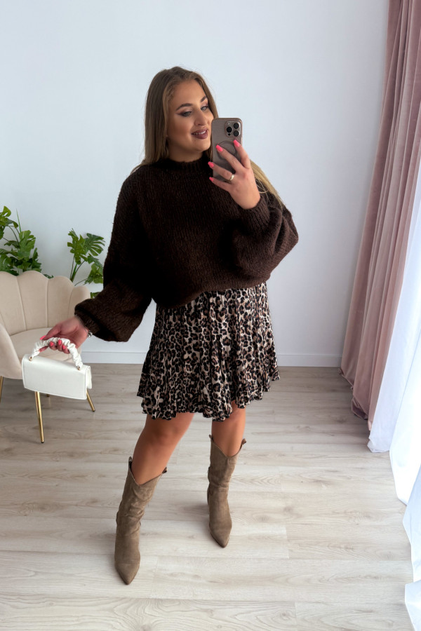 Sweter oversize z wełną i wiskozą Meggie - czekolada 4