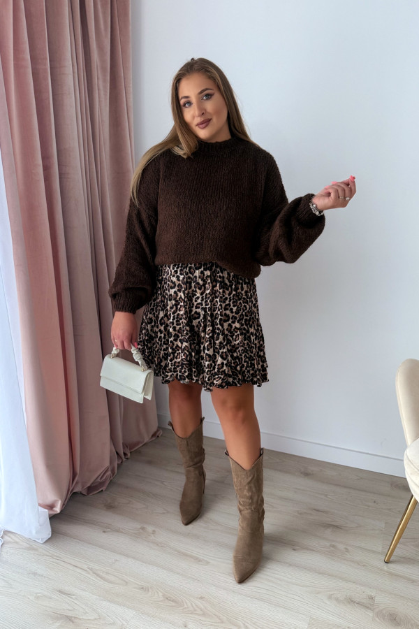 Sweter oversize z wełną i wiskozą Meggie - czekolada 6
