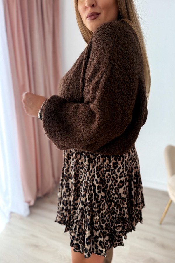 Sweter oversize z wełną i wiskozą Meggie - czekolada 7