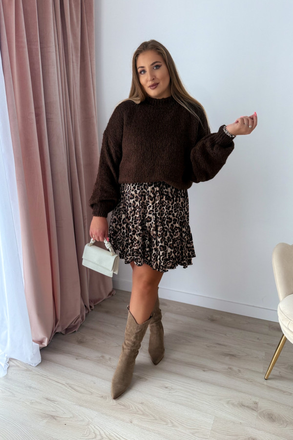 Sweter oversize z wełną i wiskozą Meggie - czekolada 8