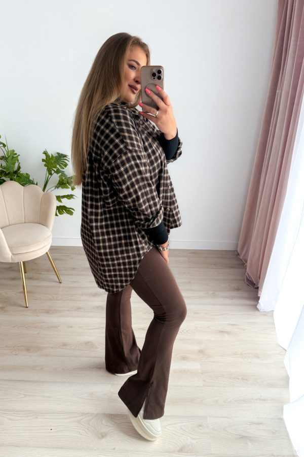 Koszula flanelowa oversize w czekoladową drobną kratkę Relaxed 3