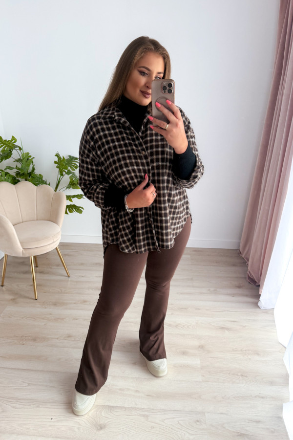 Koszula flanelowa oversize w czekoladową drobną kratkę Relaxed 5