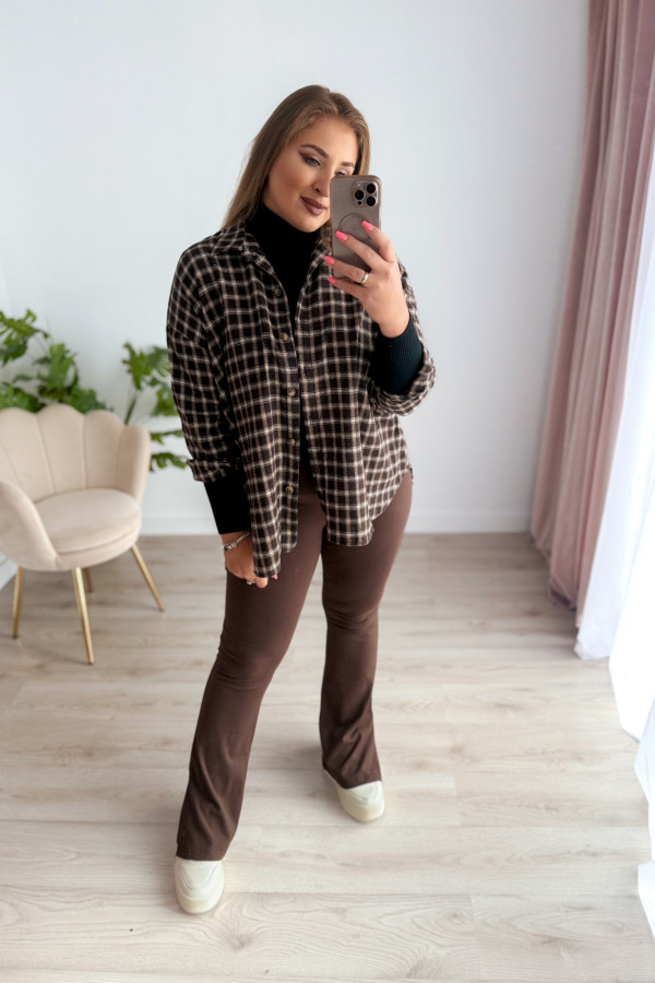 Koszula flanelowa oversize w czekoladową drobną kratkę Relaxed 7
