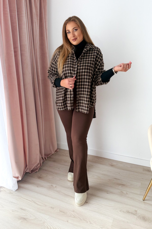 Koszula flanelowa oversize w czekoladową drobną kratkę Relaxed 8