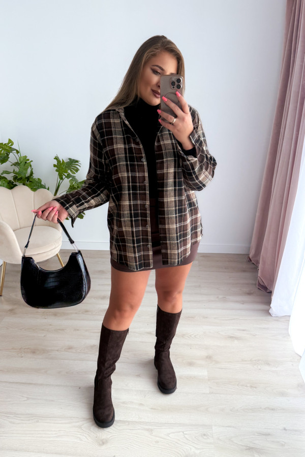 Koszula flanelowa w brązowo-jasną kratkę Very Fine 6